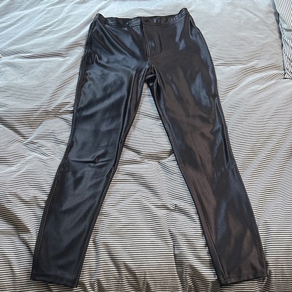 American Apparel Shiny Black Disco Pants - Picture 1 of 3